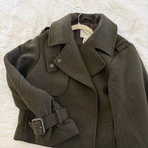 H&M Olive Trench Jacket w/ Funnel Neck, Sz XS